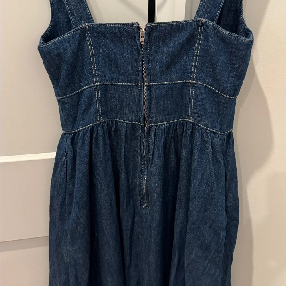 Anthropologie Reformation Tagliatelle Denim Midi Dress 4 NWT $218 - Picture 10 of 11